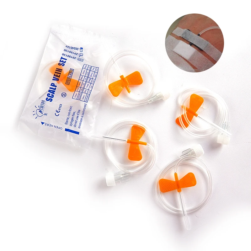 

5 pcs Disposable Medical Butterfly Needle Scalp Vein Sets safety needle for blood collection Venous Blood Collectio 25g