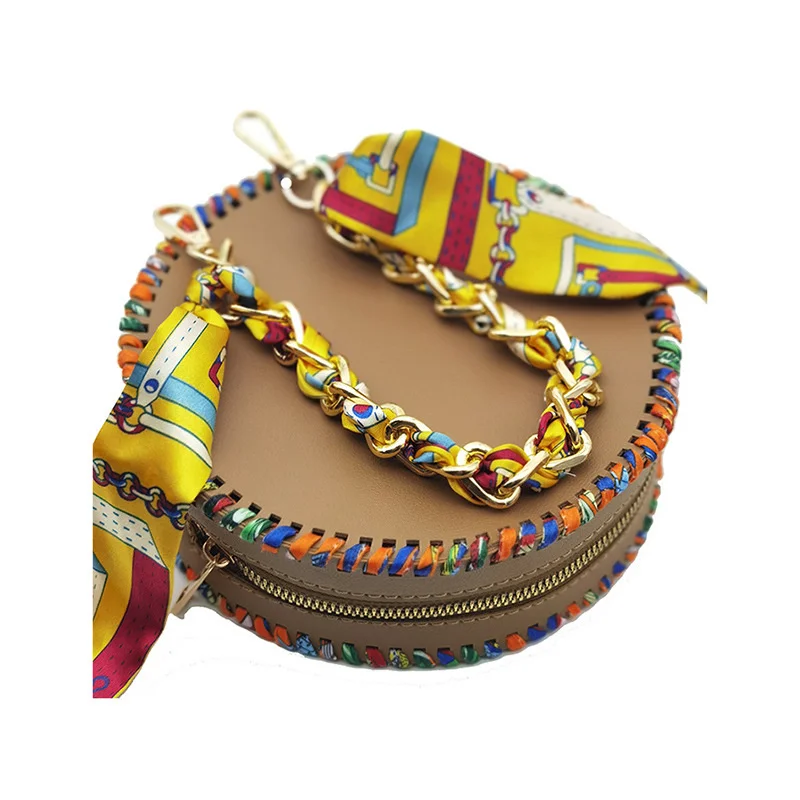 1 Set DIY Women's Bag Homemade Round Bag Accessories Idyllic Fashion Hand Woven Rope DIY Hand Bag Accessories 19CM Round