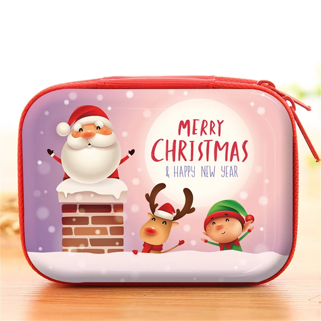 Портативная сумка для наушников Рождественский мини-чехол на молнии хранения