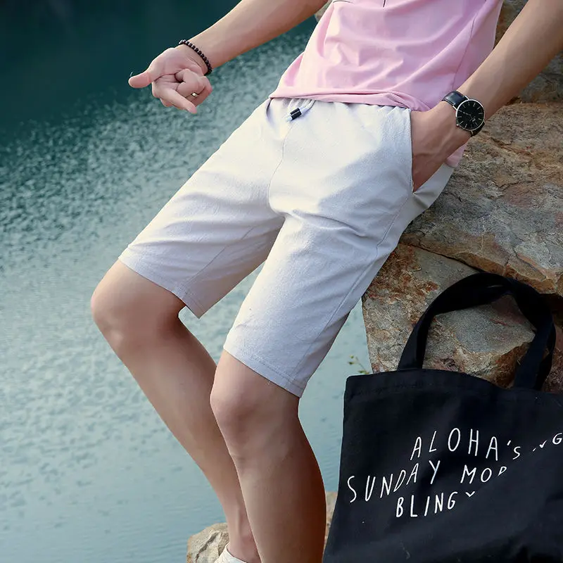 Мужские повседневные пляжные шорты Homme качественные с эластичной резинкой на