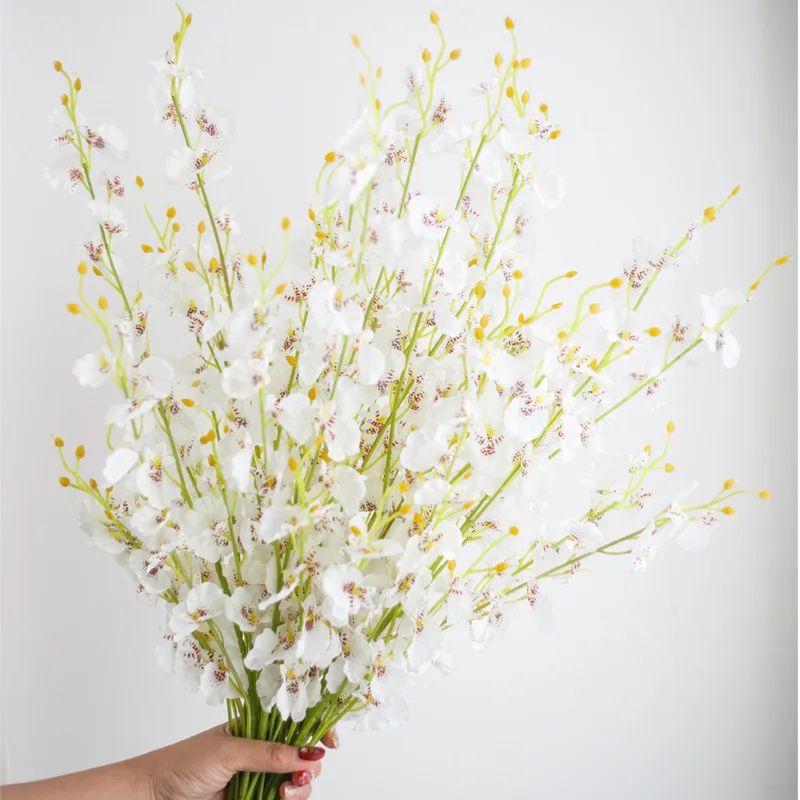 Искусственный танцующий орхидея желтый поддельный цветок Oncidium Шелковый цветок пластиковый цветок большой пять вилка фаленопсис украшение дома