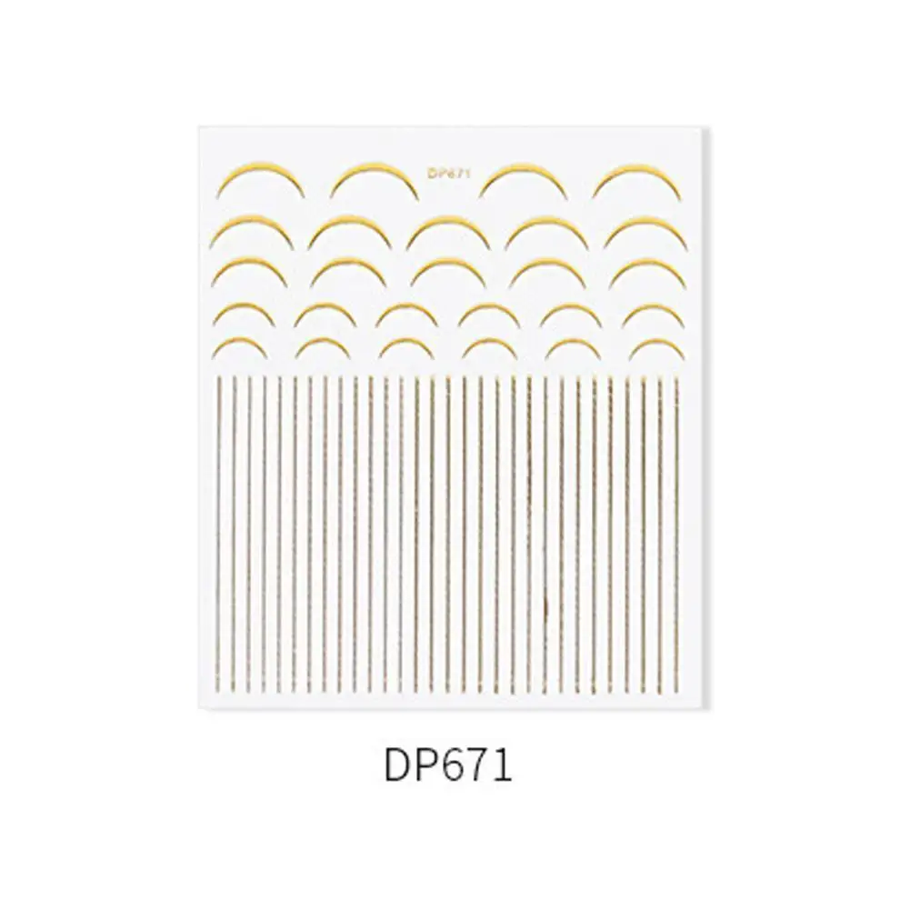 Золотые серебряные слайдеры 3D наклейки для ногтей полосы геометрическое