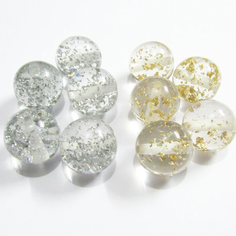 

Wholesale Newest 20mm 100pcs/bag Silvery/Gold Foil Glitter Beads For Chunky Kids Necklace Making