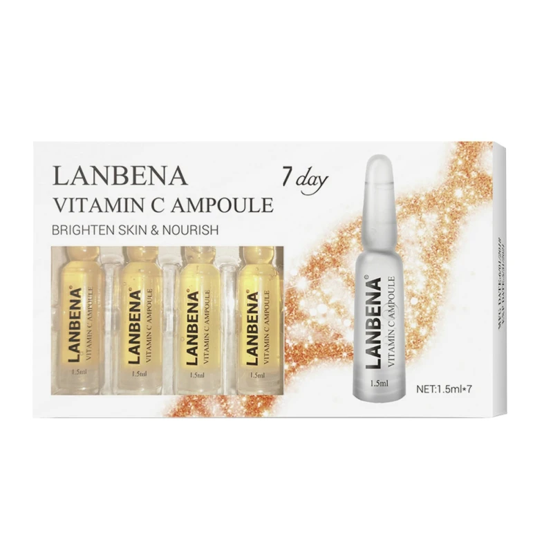 LANBENA ампульная Сыворотка гиалуроновая кислота+ витамин С+ ретинол золота 24 К+ Q10+ керамид против старения морщин увлажнение на 7 дней