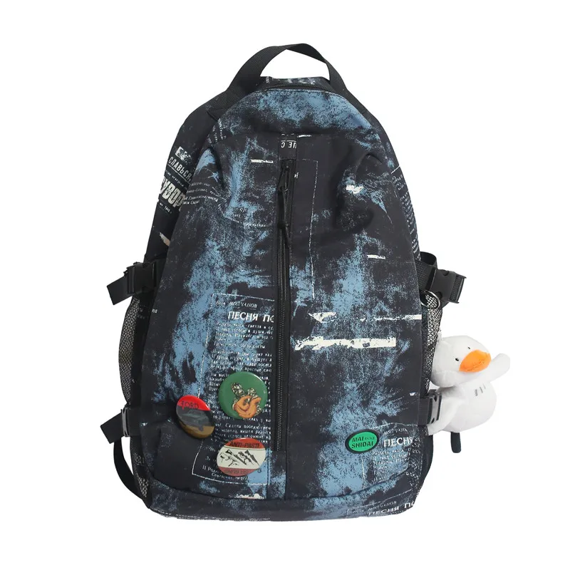 

Letters Camouflage Graffiti Pattern Backpack Bag with Duck Pendant for Youth Lady Men Travel Backpack Female Knapsack Bag 2021