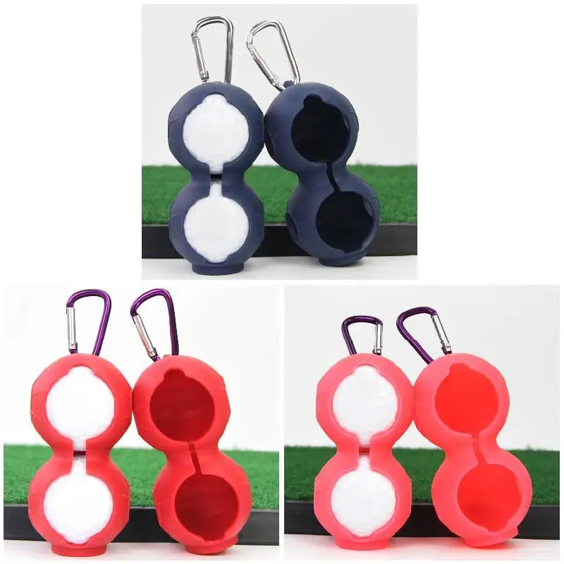 HOT 2Pcs Silicone Golf Ball Protective Cover Soft Waist Holder Sleeve storage Bag with Carabiner Keyring Golfing HV99 | Спорт и