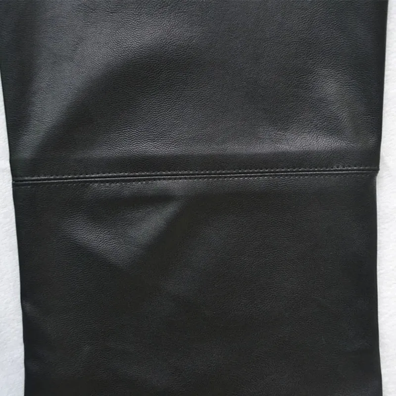 

Top Washed PU Leather Pants Women Autumn Slim Fitness Wrap Flare Pantalon Luxury Formal Long Leather Trousers for Female Black