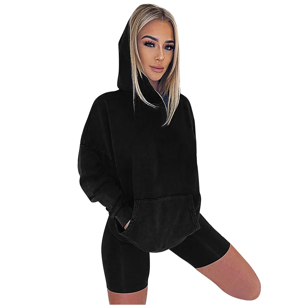 Женский спортивный костюм из двух предметов Повседневная футболка с капюшоном и