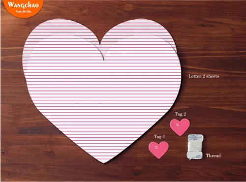 2 шт./пакет DIY розовое мини-Сердце поздравительная открытка на день рождения с