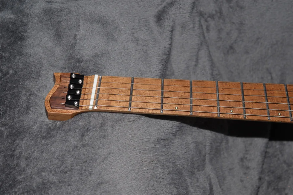 Fanned Fret Гитара s безголовая гитара Стиль модель синий цвет жареное Пламя клен шея гитара