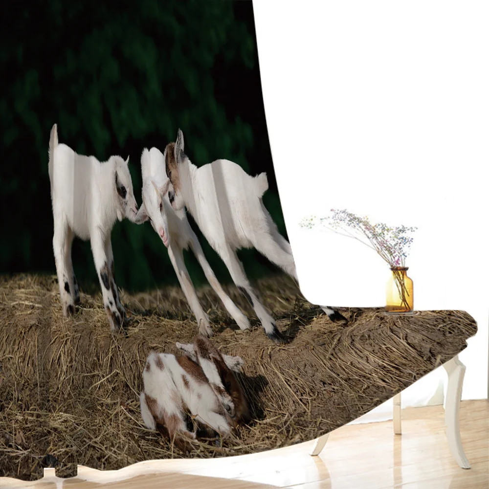 

3d Curtains Blackout for Living Room Kids Bedroom Fabric Animal white baby sheep Modern Home Decoration