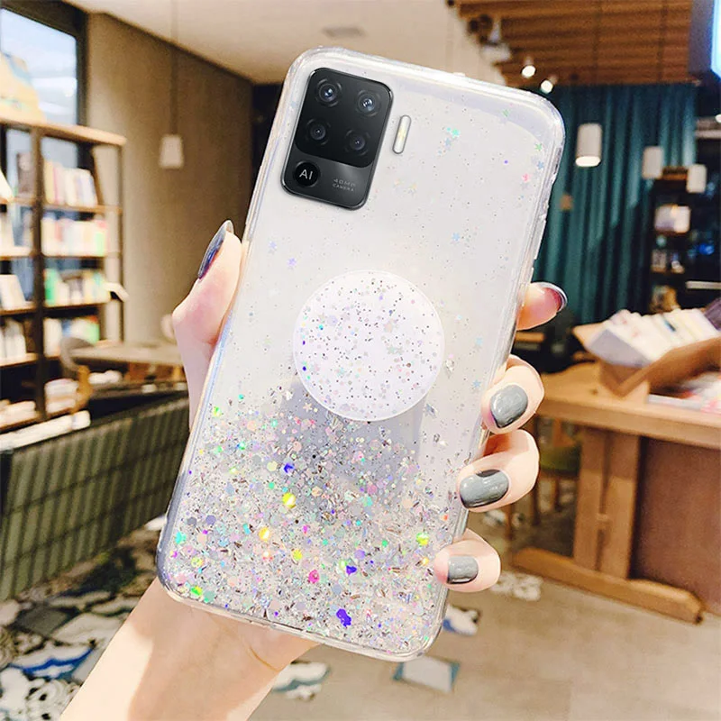 on oppo reno 5 lite case for oppo reno 4 3 pro se 2z 2 z ace find x2 f17 pro f11 r17 r15 f9 f7 clear glitter soft cover bumper free global shipping