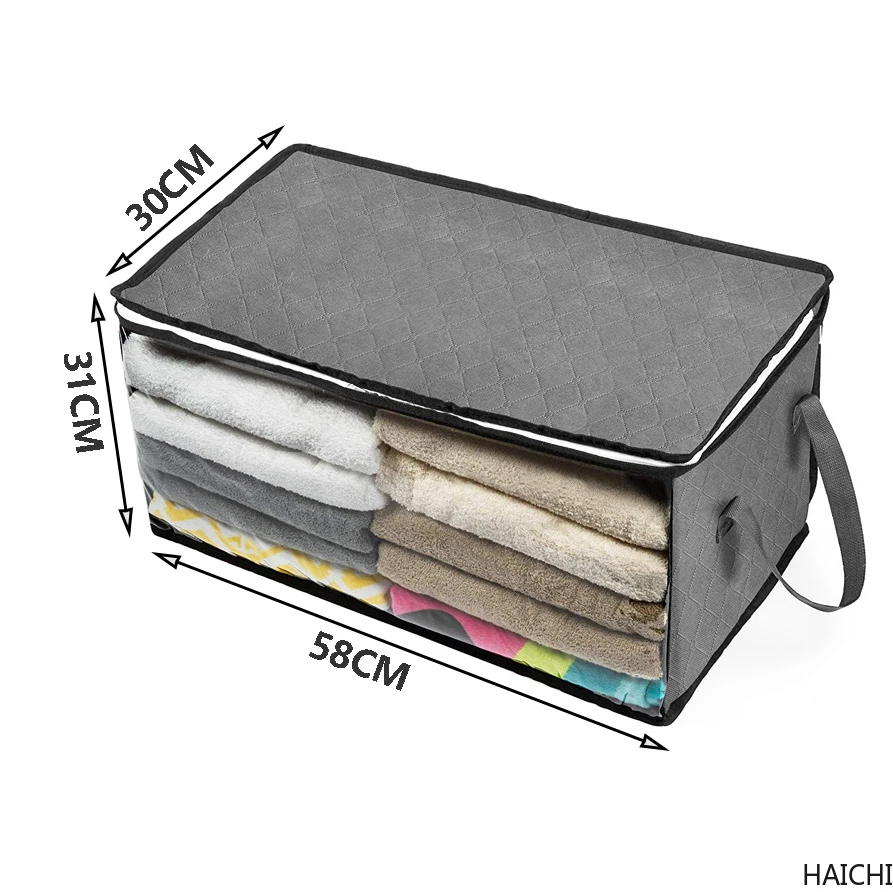 

Foldable Comforter Storage Bag Household Clothing Storage Box Dustproof Non-woven Quilt Storage Bra Socks Wardrobe Organizer