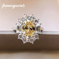 pansysen solid 925 sterling silver oval cut created moissanite citrine birthstone rings for women wedding fine jewelry ring gift