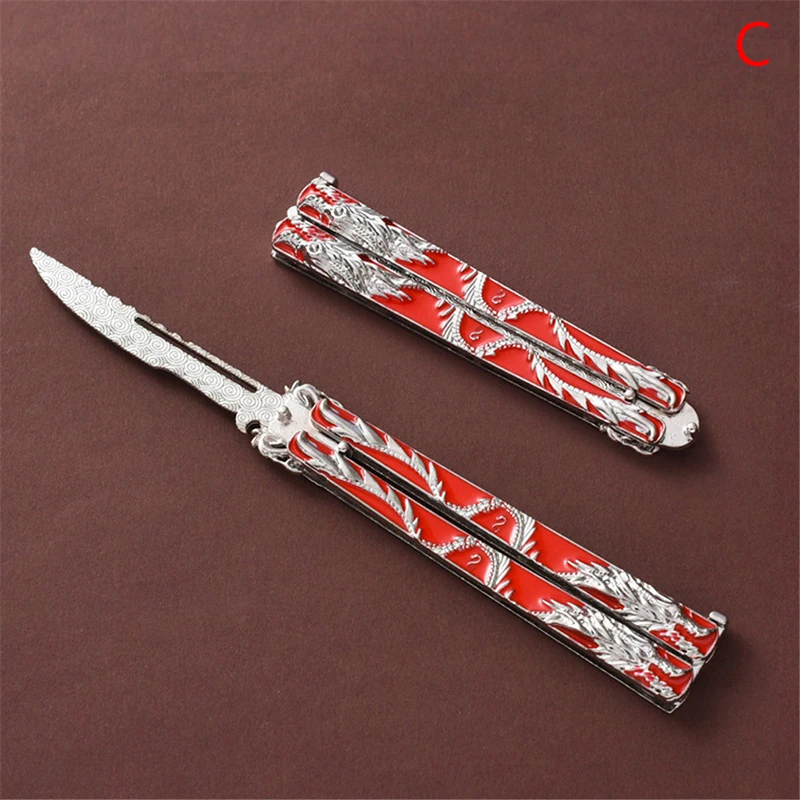 14CM Zinc Alloy Butterfly Knife Folding Practice Outdoor No Edge | Инструменты