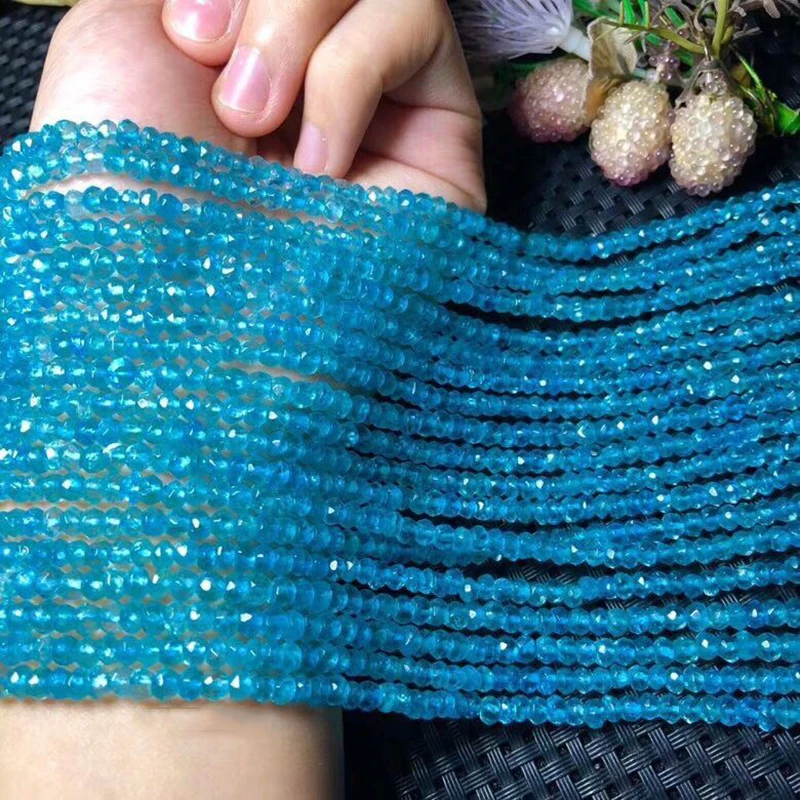 ICNWAY 35 см натуральный Апатит 3-4 мм ограненные бусины из драгоценных камней для