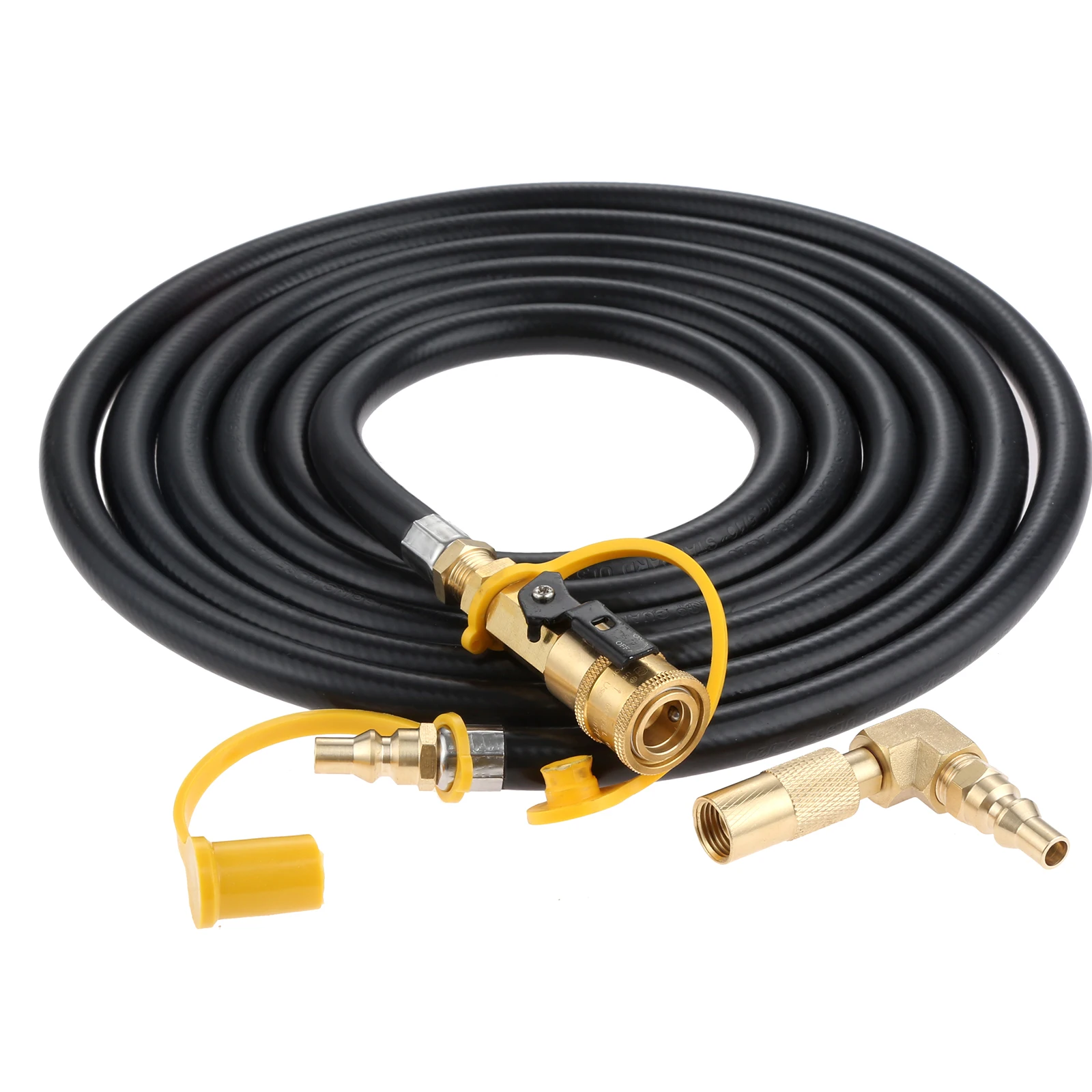 12 Feet RV Propane Quick Connect Hose with 1/4 inch Shutoff Valve Elbow Adapter for RV LP Gas 17"/22" System Blackstone Griddles