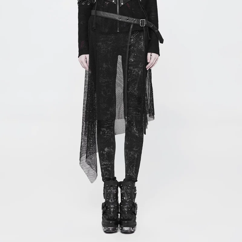 Женский сетчатый ремень в стиле панк Особенный дизайн ажурная модная черная юбка