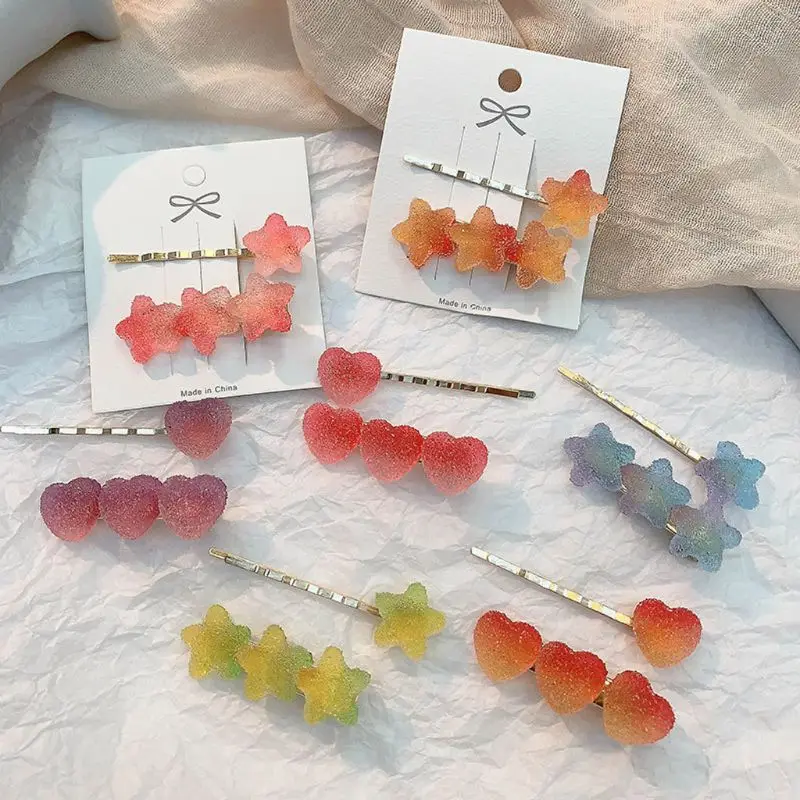 

95AB Handmade Sugar Love Star Heart Soft Candy Pendant Mold Gummy Candy Hairpin Slilcone Resin Molds Jewelry Making Tools