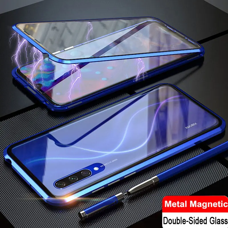 Чехол для Xiaomi Mi 9 Lite двойное закаленное стекло магнитный адсорбционный чехол