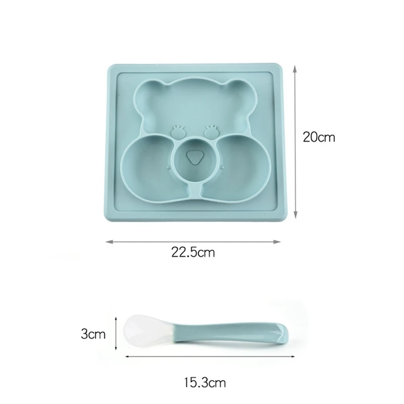 

Baby Kids Cute Bear Silicone Bowl Dish Feeding Mat Child TablewareToddler Suction Table Food Lunch Tray Plate Spoon Set