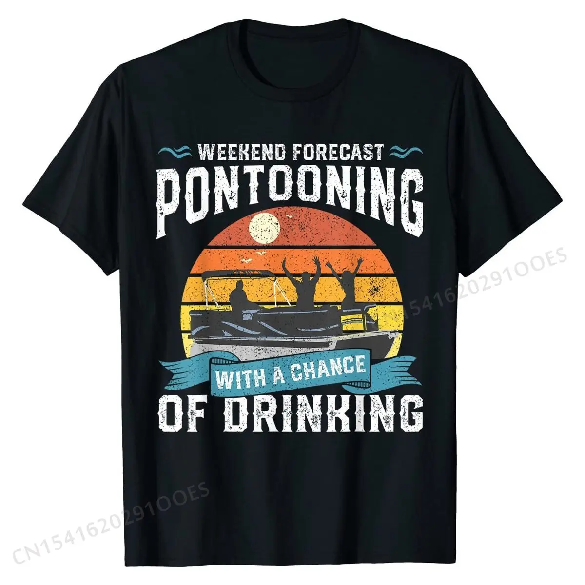

Weekend Forecast Pontooning Drinking Pontoon Boating Gift T-Shirt Special Mens Top T-shirts Simple Style Tees Cotton Normal