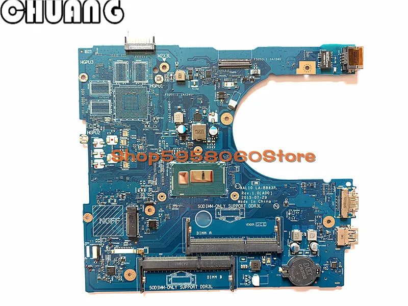 Материнская плата для ноутбука Dell Inspiron 5458 5558 5758 CN-027C5F 027C5F 27C5F AAL10 LA-B843P SR1EK I3-4005U 100%