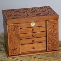 the new wooden jewelry box storage box retro wood clover cosmetic boxes with lock special offer organization case 342325cm