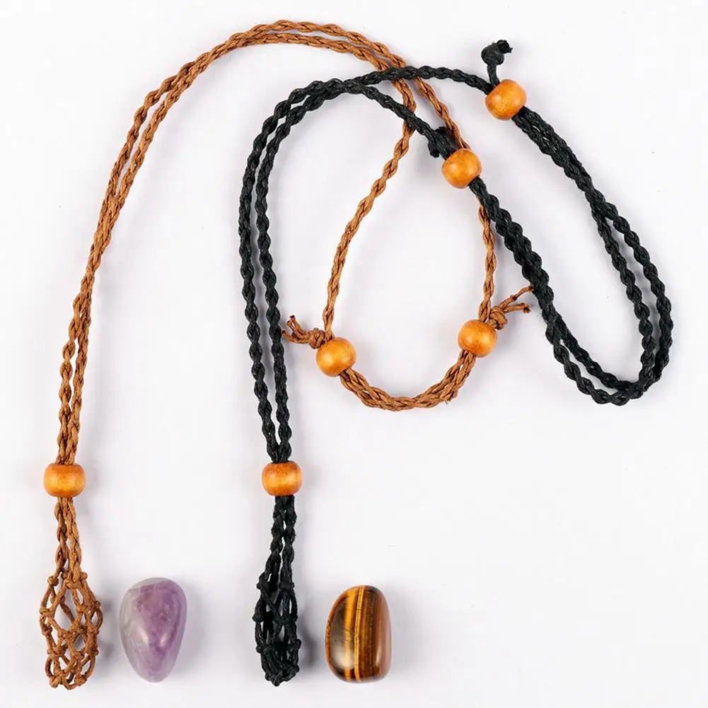 

10pcs Adjustable Crystals Pendant Stone Holder Empty Stone Holder Braided Necklace Cord For Making Jewelry Amulets Pendants