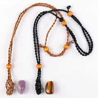 10pcs adjustable crystals pendant stone holder empty stone holder braided necklace cord for making jewelry amulets pendants