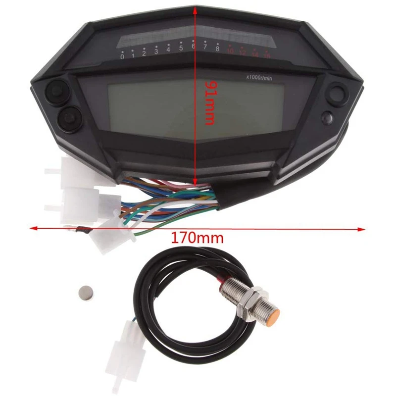 12V ЖК дисплей мотоцикл цифровой тахометр одометром масла Температура мотоцикла