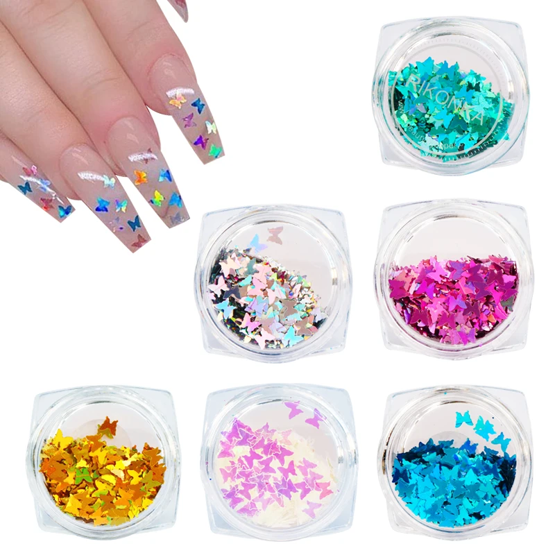 Голографическая 3D бабочка с круглыми блестками акриловые блестки для ногтей