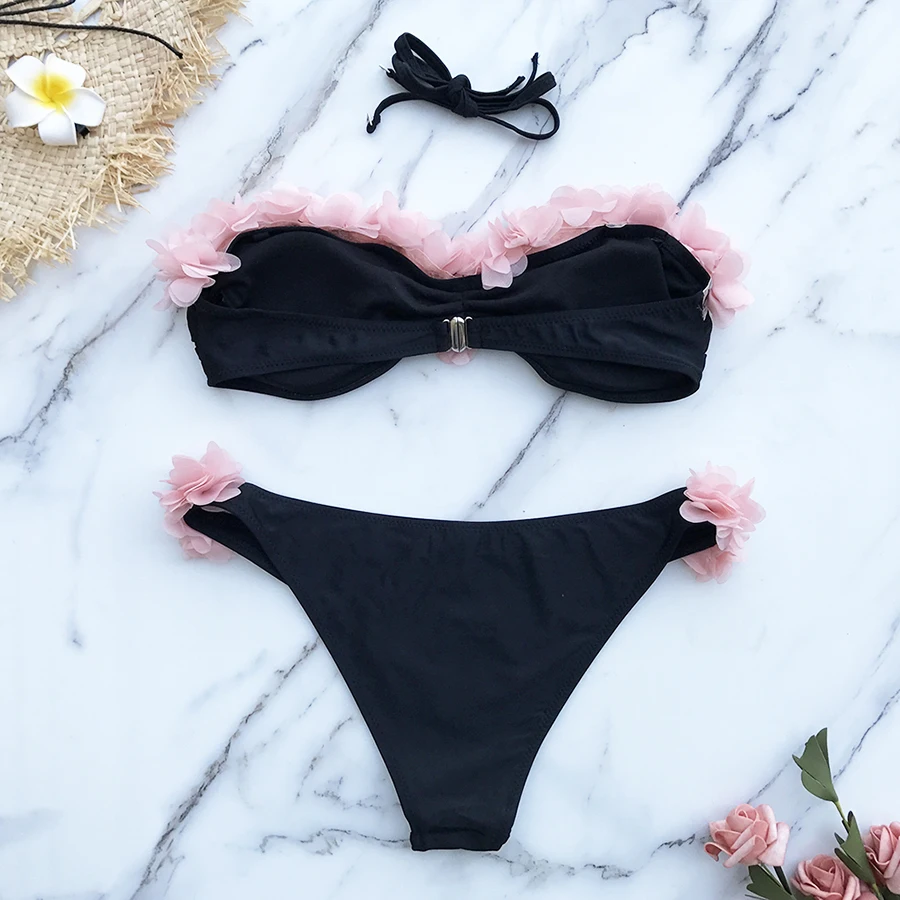 ZMTREE 2020 новый комплект бикини-бандо женский купальник ручной работы с цветочным