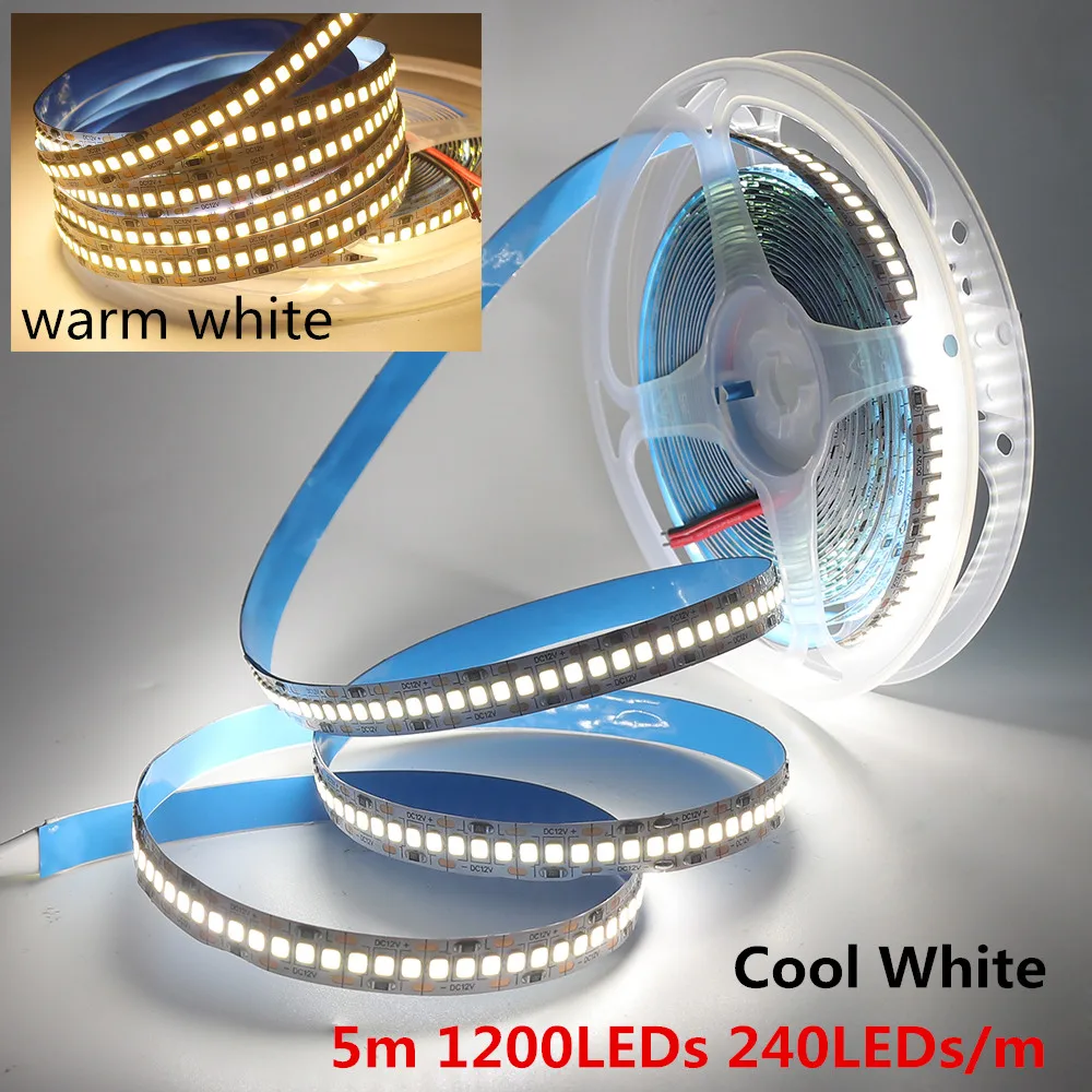 Светодиодная лента 2835 SMD 240 светодиодный s/m 5 м 300/600/1200 светодиодный s DC12V высокий яркий гибкий светодиодный ленточный светильник теплый белый/холодный белый
