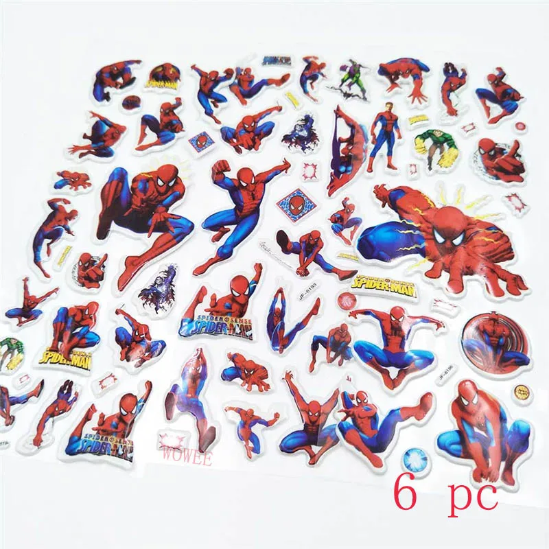 24 шт. карточки-топперы с человеком-пауком, декоративные подставки для кексов, тортов, десертов, вставленных карточек, свадебных тортов для детей, вечеринок - Цвет: 6pc Stickers