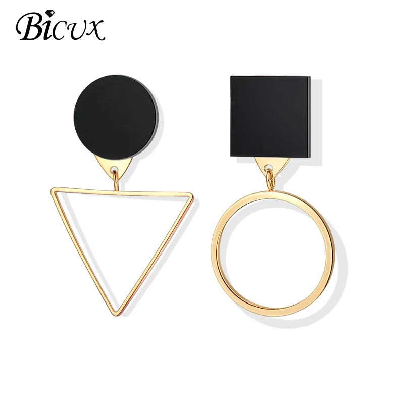 Gold 2 BICUX, новые модные круглые висячие серьги в Корейском стиле для женщин, геометрические круглые золотые серьги в форме сердца, свадебные ювелирные изделия - Окраска металла: Gold 2