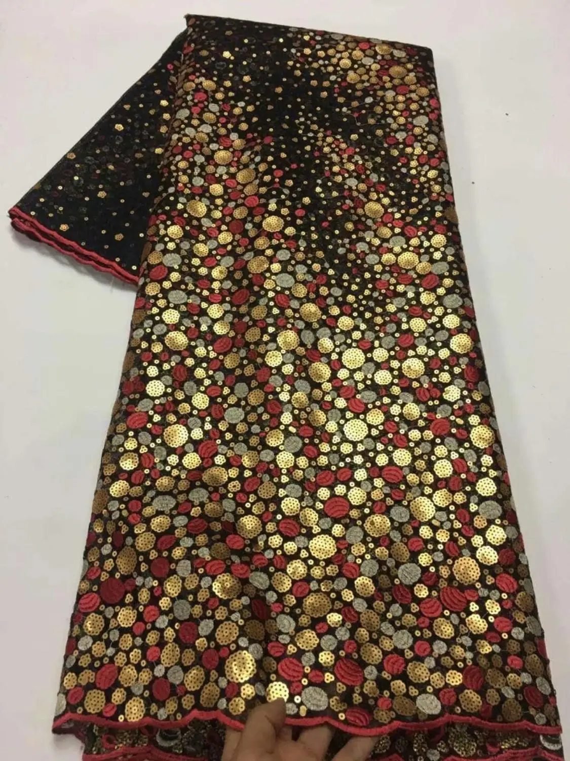 

African guipure lace Sequins net fabric 5 yards Fashion Latest style French net mesh lace fabric for party dress