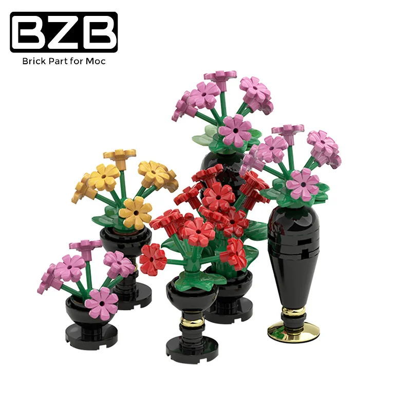 

BZB MOC Compatible With 24930 Mini Flowerpot, Rose Flowerpot Romantic Vase Building Block Assembly Model Children DIY Toys Gifts