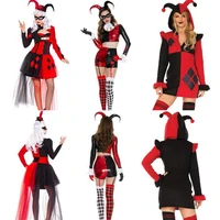 girls cosplay costume joker clown circus fancy dress adult women halloween cosplay black red dress