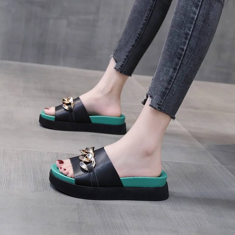 TGHDOF Sandals Female Summer House Women's Fashion Casual Korean Sandal Soft Home And Comfort Beach Flat Slippers For Women 40