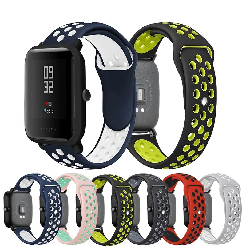 20 мм/22 мм силиконовый ремешок для смарт браслета Amazfit GTS/2/2e/GTS2 Mini/GTR 42 мм/47