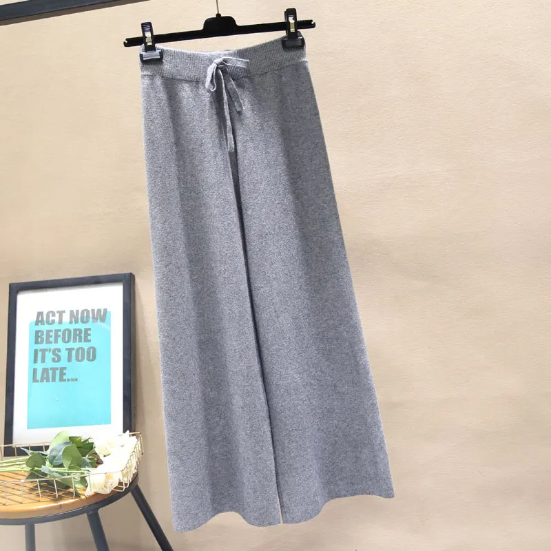 Корейские женские зимние толстые трикотажные повседневные брюки с эластичным