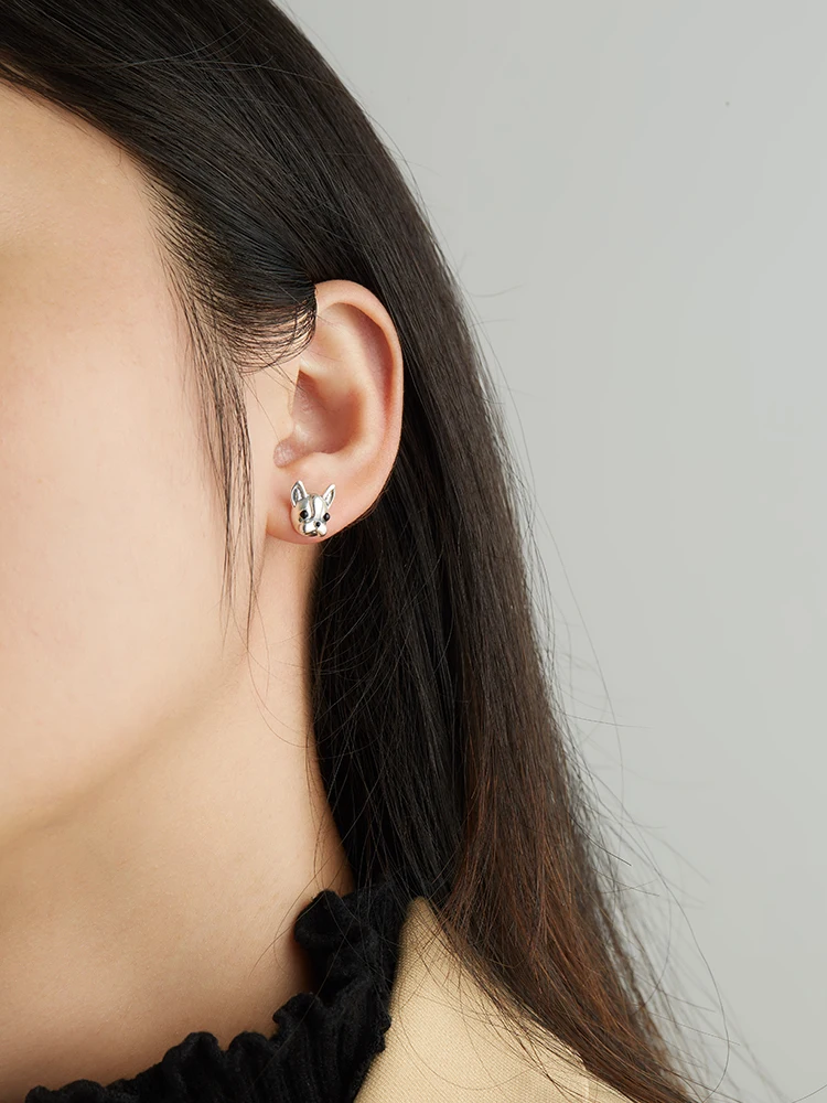 

INALIS 100% 925 Sterling Silver With Cubic Zirconia Loyal Dog Animal Small Stud Earrings For Women Anniversary New Fine Jewelry