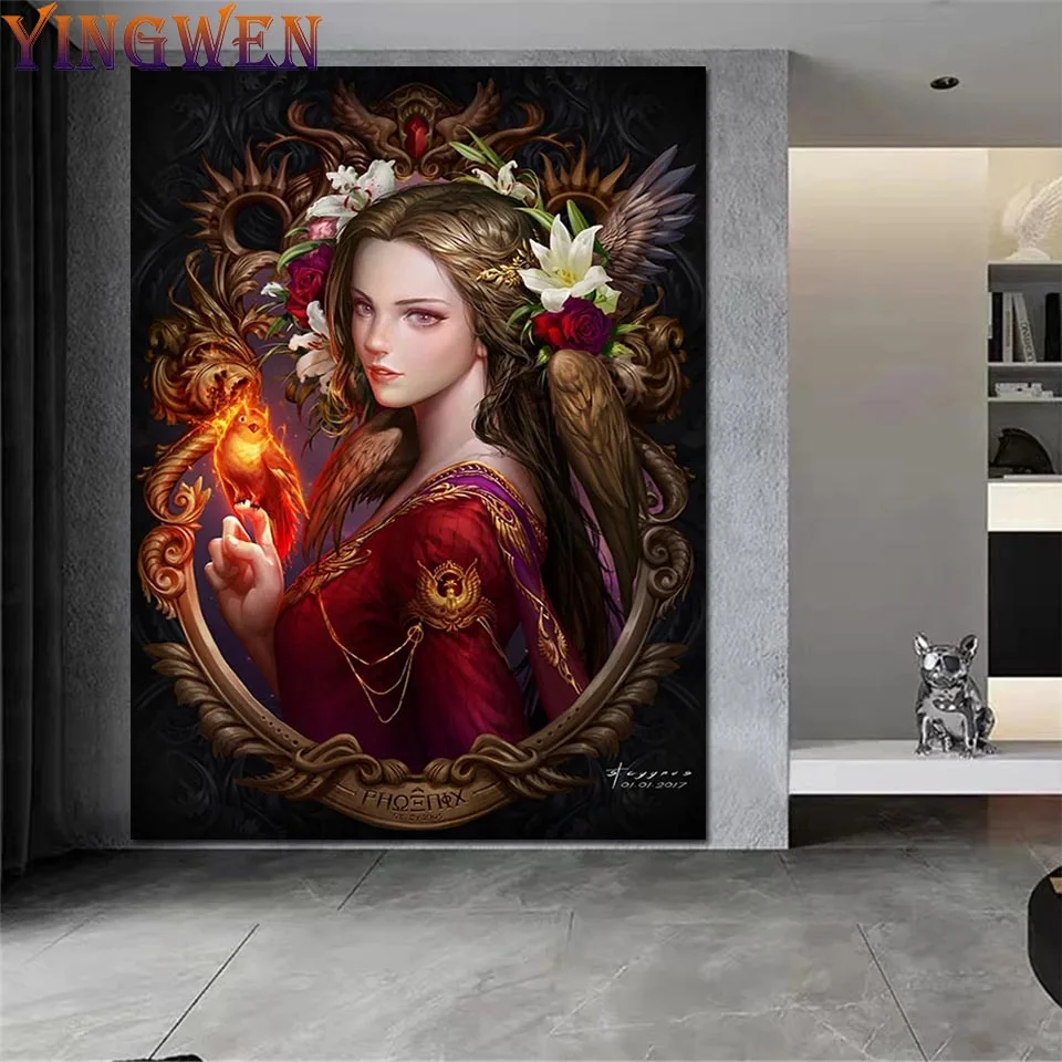 

Fantasy Women Phoenix Artwork Diamond Painting 5D DIY Full Diamond Embroidery Portrait Cross Stitch 3D Diamond Mosaic Decor Home