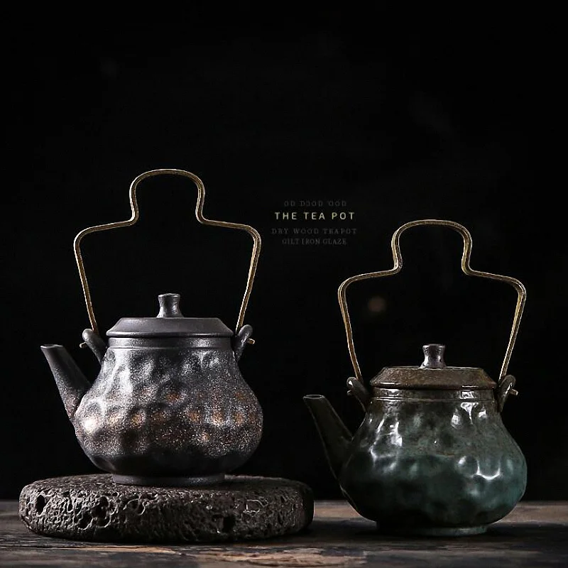 

PINNY 150ML Rust Glazed Hammer Patterned Ceramic Teapot Japanese Style Kung Fu Tea Pot Retro Hand Made Tea Service