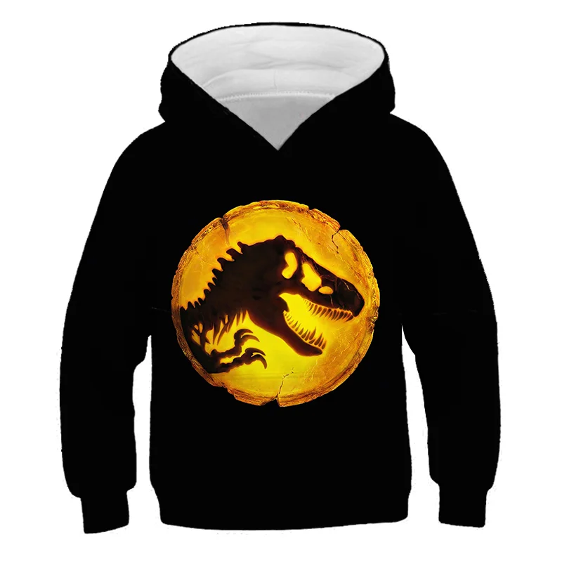 

Jurassic Park Children's Hoodie 3D Print Dinosaur Pattern For Boys Girl Kids Cartoon Spring and Autumn Funny O-Neck Clothing