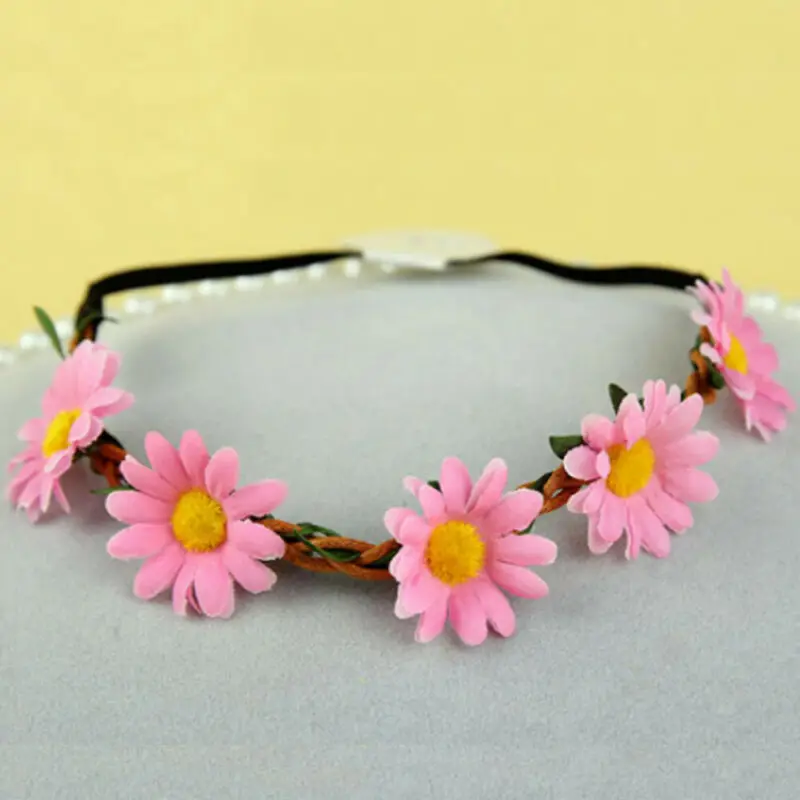Фирменная Новинка Для женщин эластичные Дейзи Венок повязка на голову пять декор