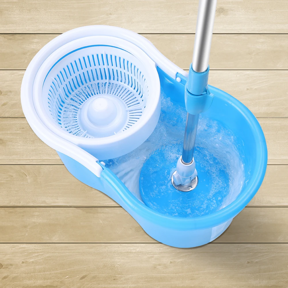 

360 Spin Mop with Bucket Floor Cleaning Rotating Hand Wash Squeeze Bucket Easy wring Basket Microfiber Spin Mop In Stock