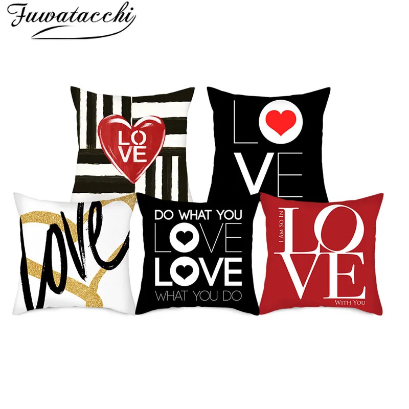 Fuwatacchi Love Series Printed Pillow Case Romantic Valentine's Day Gift Pillows Cover Home Sofa Chair Decorative Cushion Covers | Дом и