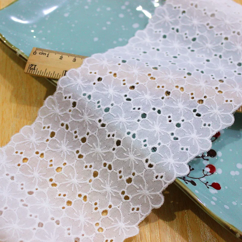 

2Yds/Лот 11 см в ширину, белое полое платье; Маленькое платье с цветочным узором с вышивкой из чистого хлопка край женская детская аксессуары AC68